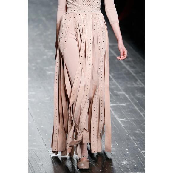 NWT Valentino Suede Studded Fringe Top Runway Collector Rare Balletcore Blush XS - Picture 2 of 16